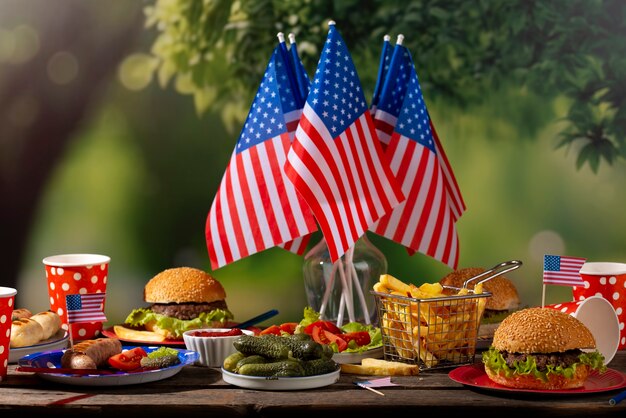 Deliziosi hamburger per la festa del lavoro degli Stati Uniti