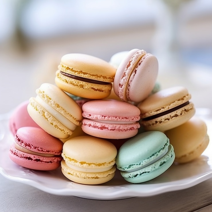 Foto gratuito deliziosi macarons arrangiamenti
