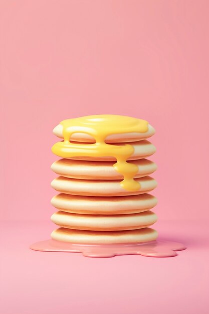 Deliziosi pancake 3D natura morta