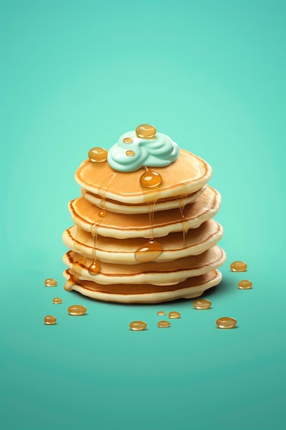 Deliziosi pancake 3D natura morta