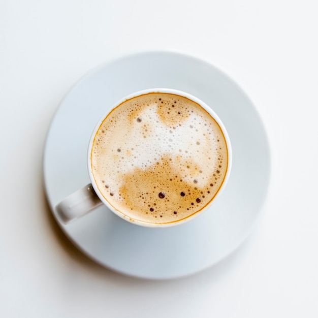 Delizioso caffè vista dall'alto con panna