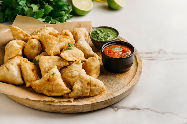 Delizioso cibo pakistano con salsa di pomodoro