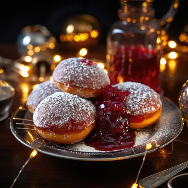 Delizioso cibo preparato per la celebrazione ebraica di Hanukkah