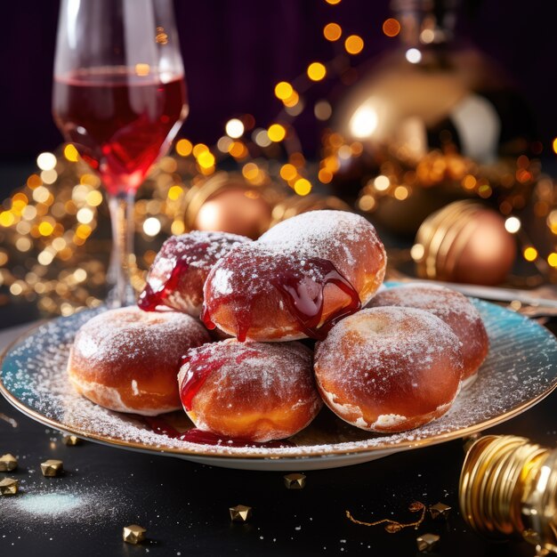 Delizioso cibo preparato per la celebrazione ebraica di Hanukkah