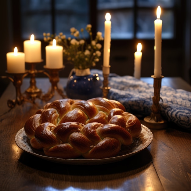 Delizioso cibo preparato per la celebrazione ebraica di Hanukkah