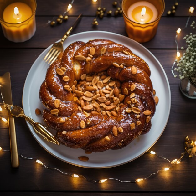 Delizioso cibo preparato per la celebrazione ebraica di Hanukkah