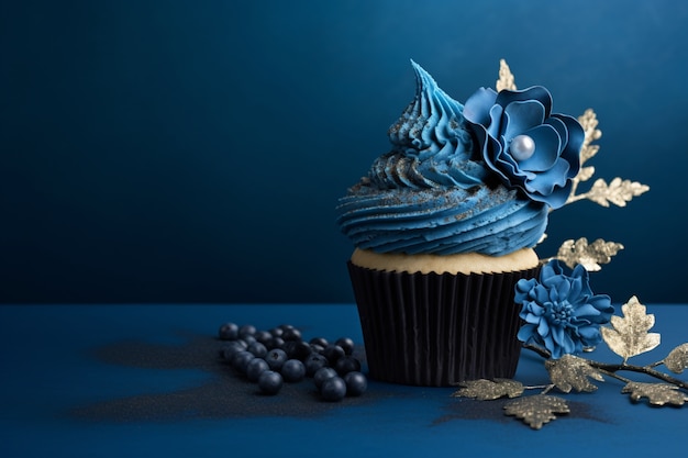 Delizioso cupcake con glassa blu