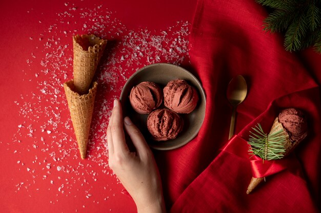 Delizioso gelato in inverno