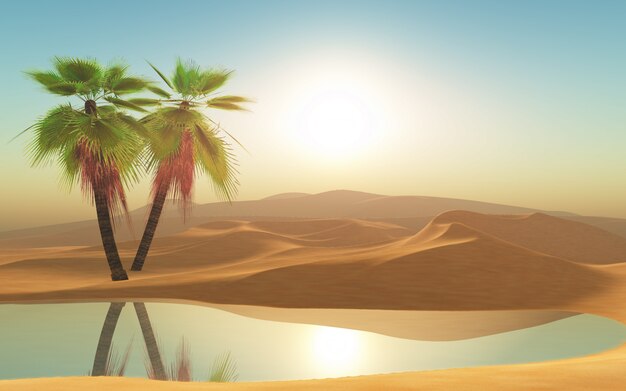 Deserto 3d e palme