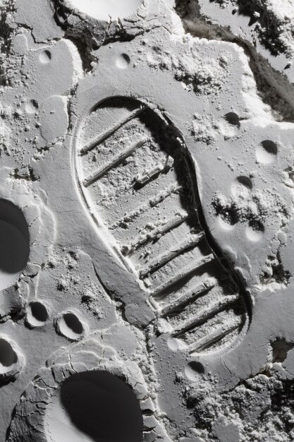 Dettagli del passo del piede del concetto di texture lunare