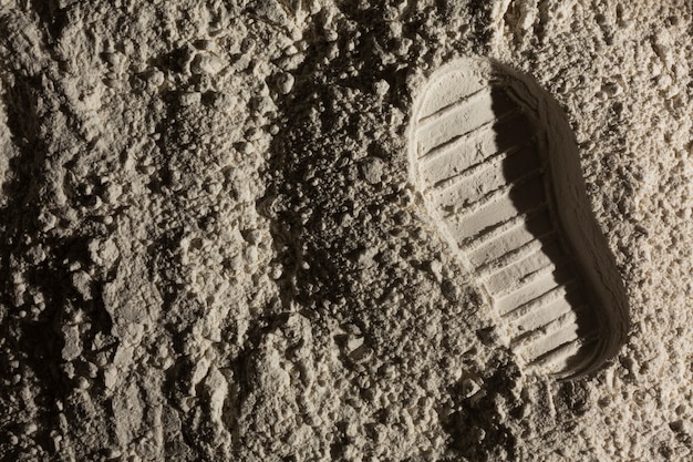 Dettagli del passo del piede del concetto di texture lunare