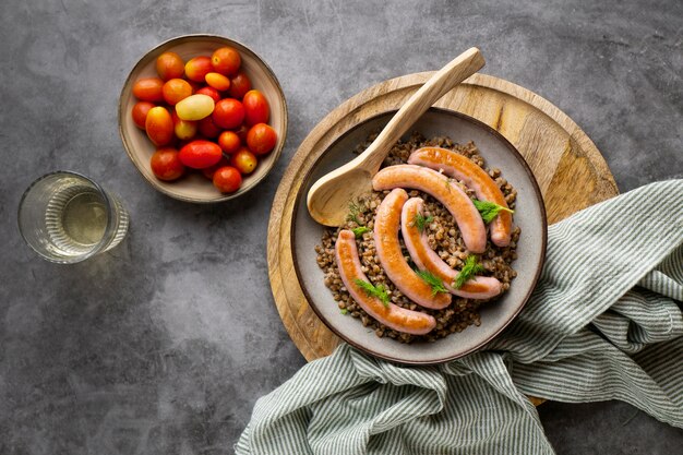 Dettaglio ravvicinato di salsiccia ad alto contenuto proteico