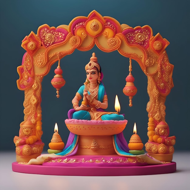 Dio indiano Ganesha sul rendering 3d del festival Diwali