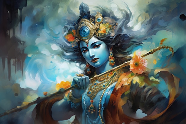 Dipinto che rappresenta Krishna