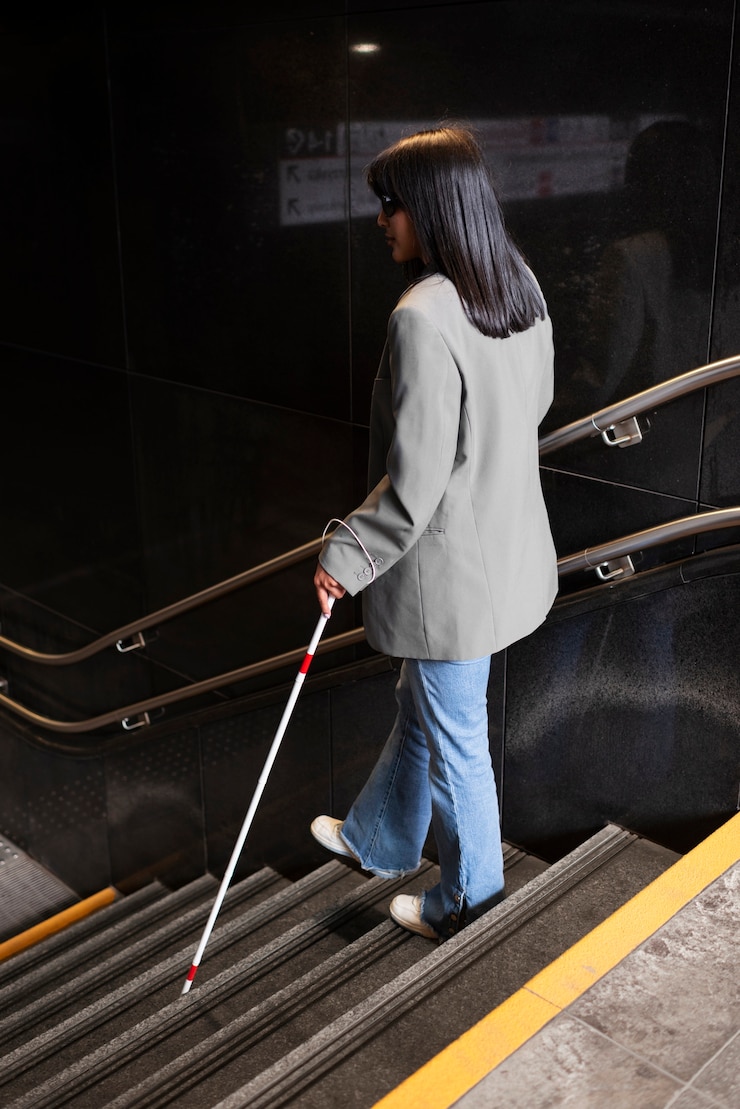 Foto gratuito disabile che viaggia in città