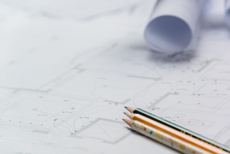 Foto gratuito disegni architettonici