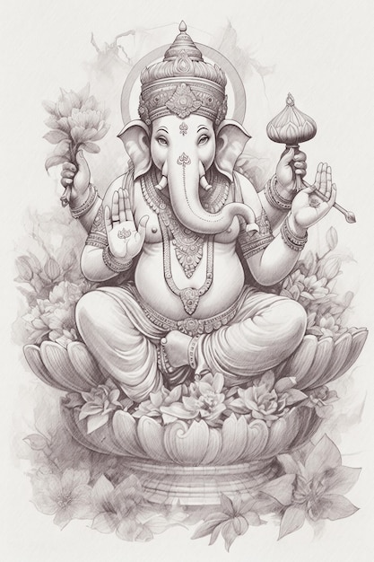 Disegno a matita del dio indù Ganesha