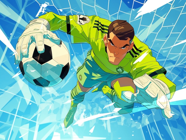 Foto gratuito disegno animato di un calciatore professionista