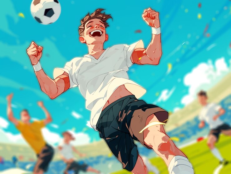 Foto gratuito disegno animato di un calciatore professionista