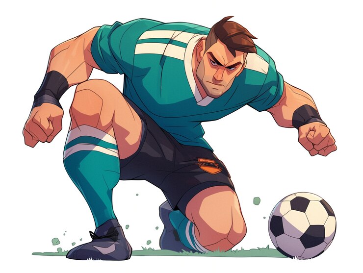 Foto gratuito disegno animato di un calciatore professionista