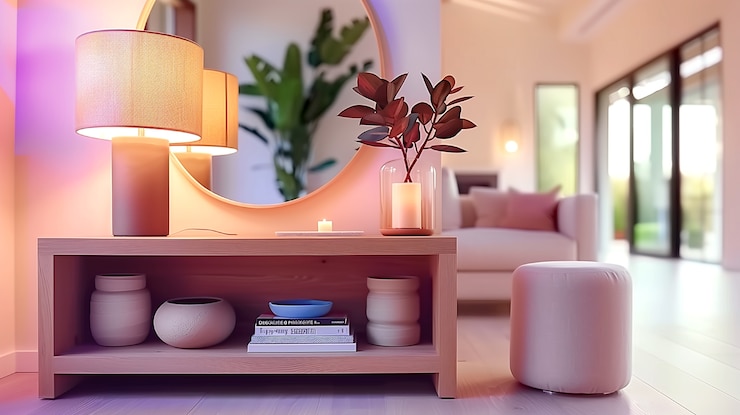 Foto gratuito disegno d'interno digitale a lavanda
