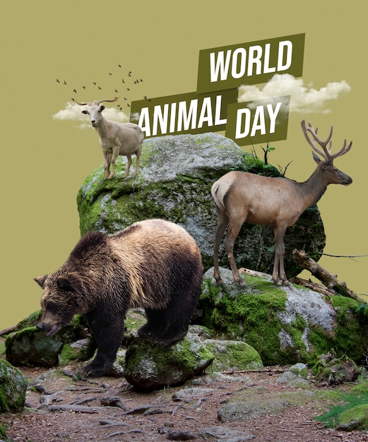 Disegno del collage della giornata mondiale degli animali