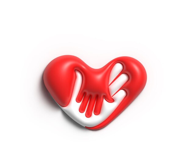Disegno dell'illustrazione 3D del cuore di San Valentino.
