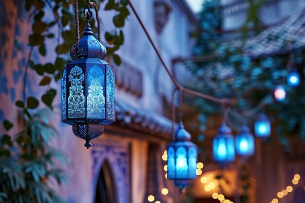 Disegno dettagliato di lanterne per la celebrazione islamica del Ramadan