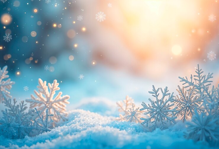 Foto gratuito disegno di carta da parati con fiocchi di neve sognanti