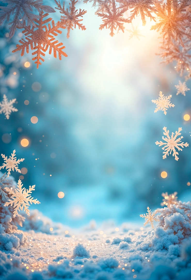 Foto gratuito disegno di carta da parati con fiocchi di neve sognanti