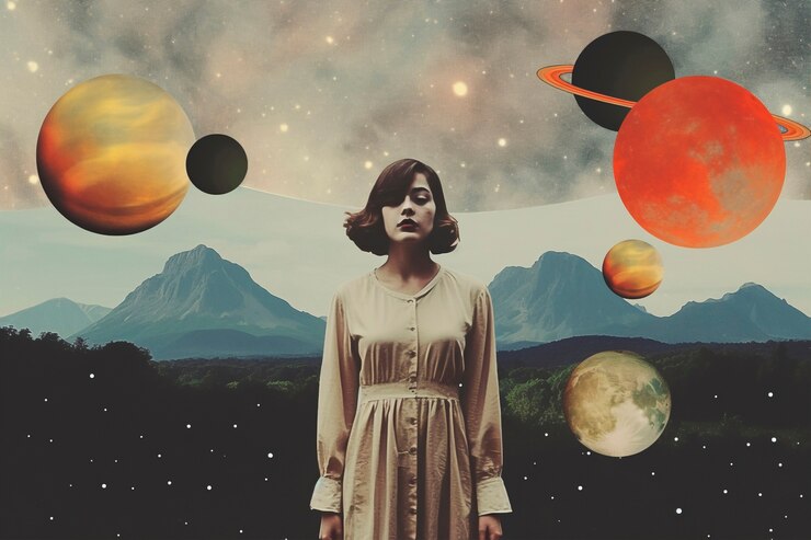 Foto gratuito disegno di collage retrò del cielo