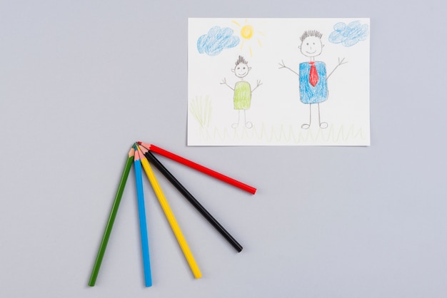 Disegno di padre e figlio su carta