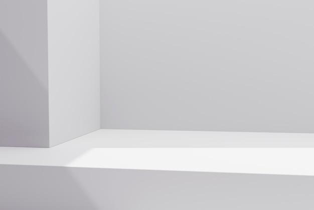 Display del prodotto del podio del piedistallo con sfondo grigio per mostrare il prodotto su sfondo bianco Rendering 3d