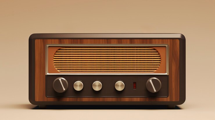 Foto gratuito dispositivo radio elettronico retro marrone