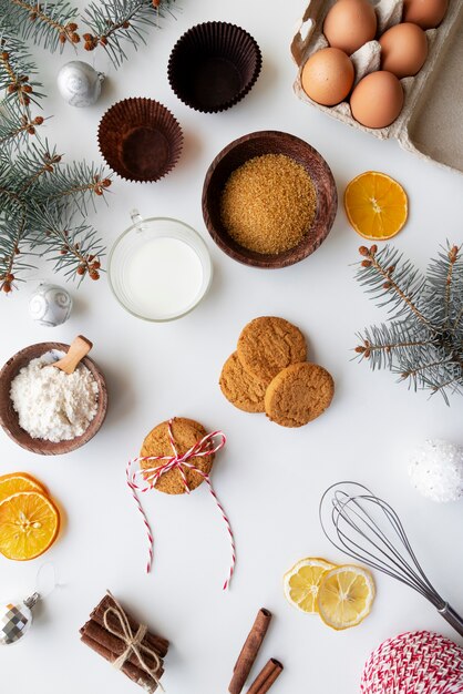 Disposizione degli ingredienti delle torte vista dall'alto