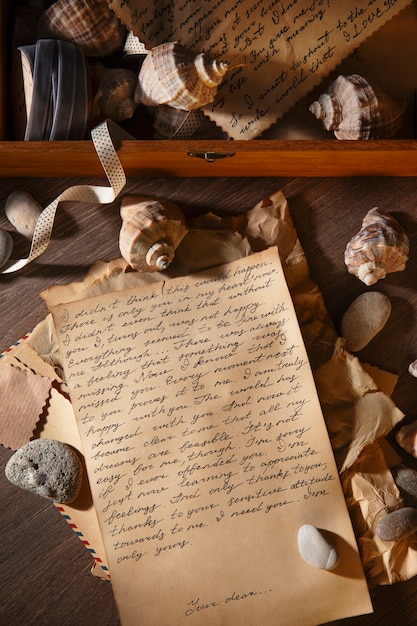 Disposizione delle lettere d'amore vista dall'alto