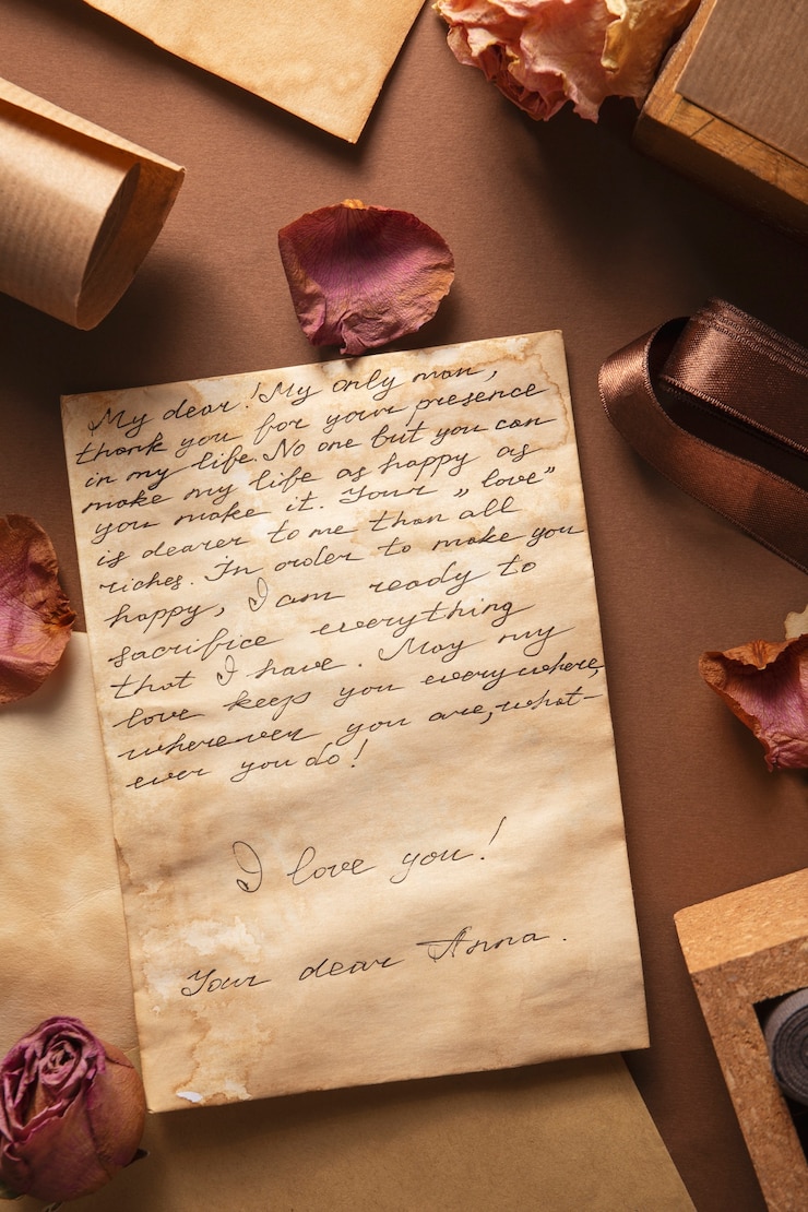 Foto gratuito disposizione delle lettere d'amore vista dall'alto
