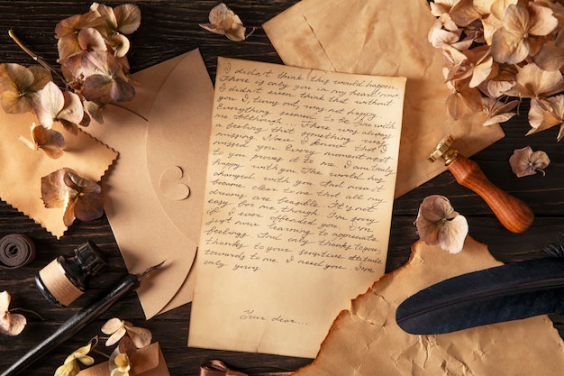 Disposizione delle lettere d'amore vista dall'alto