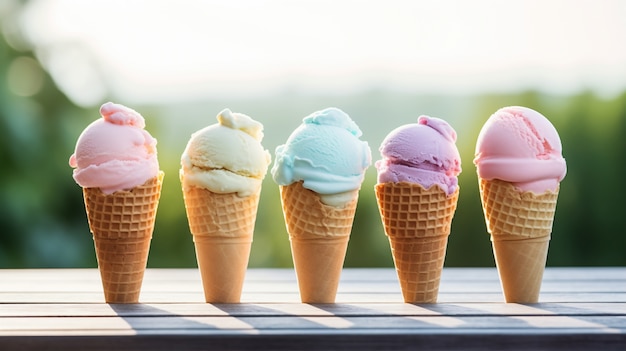 Disposizione di deliziosi gelati