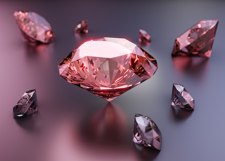 Foto gratuito disposizione di diamanti brillanti ad angolo alto