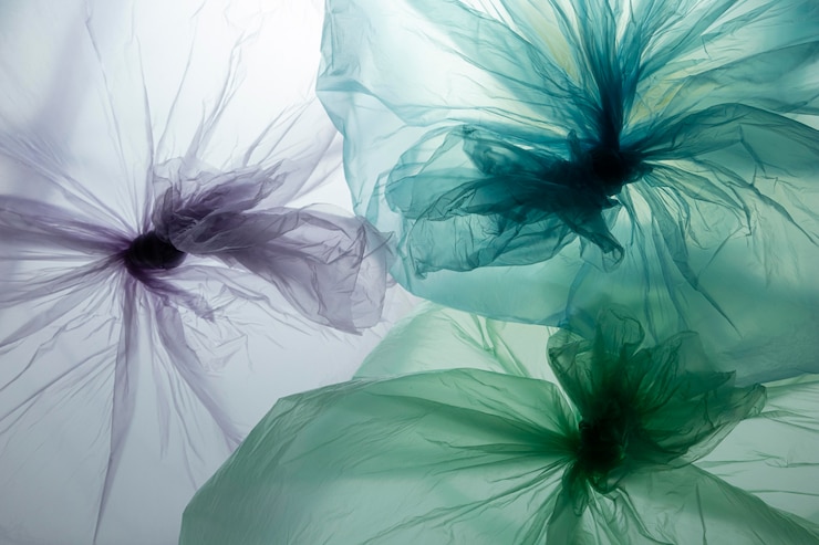 Foto gratuito disposizione di diversi sacchetti di plastica colorati