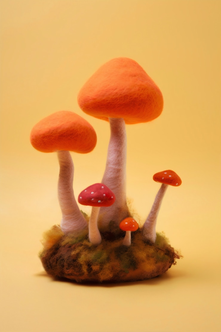 Foto gratuito disposizione di funghi in feltro a ago