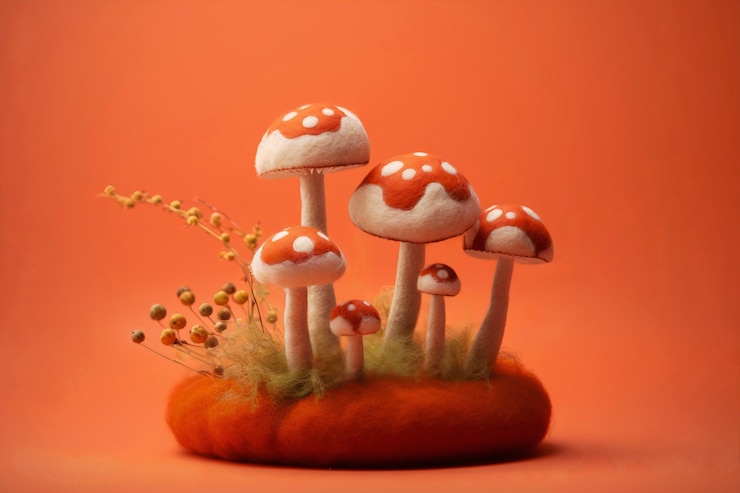 Foto gratuito disposizione di funghi in feltro a ago