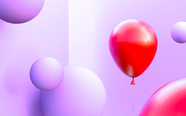 Disposizione di palloncini rossi e viola