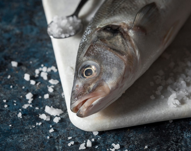 Disposizione di pesce crudo per cucinare