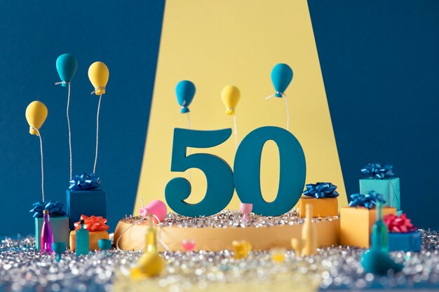 Disposizione festiva del 50esimo compleanno con palloncini