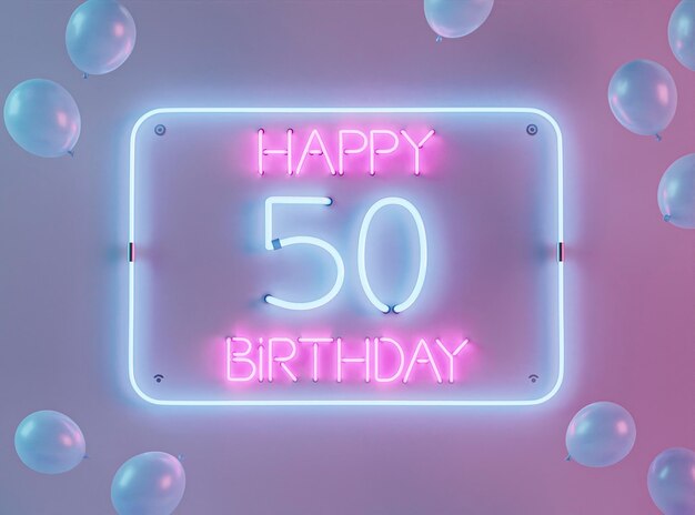 Disposizione festiva per il 50esimo compleanno al neon
