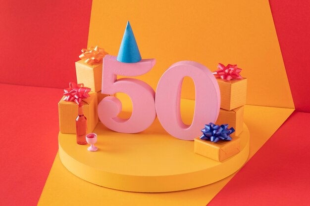 Disposizione per il 50esimo compleanno con decorazioni festive