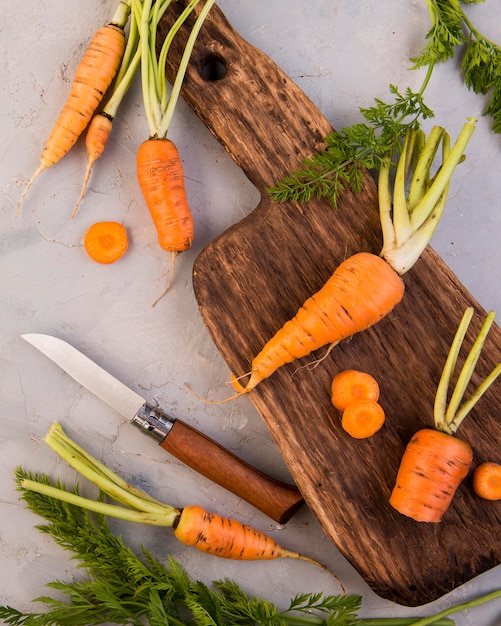 Disposizione piatta delle carote