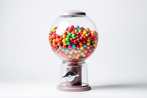 Distributore di caramelle Gum ball machine Distributore automatico isolato su sfondo bianco Ai generativo